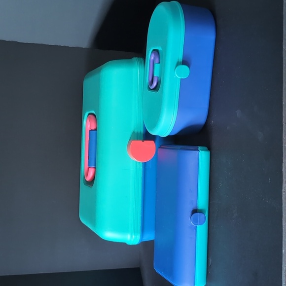 VGT 1980s Caboodles Lot Of 3 Blue/Green Travel Makeup Cases. - Picture 1 of 13